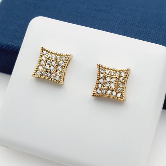"14K Gold Plated Cubic Zircon Earrings, INUS1BR112 - Picture 1 of 10